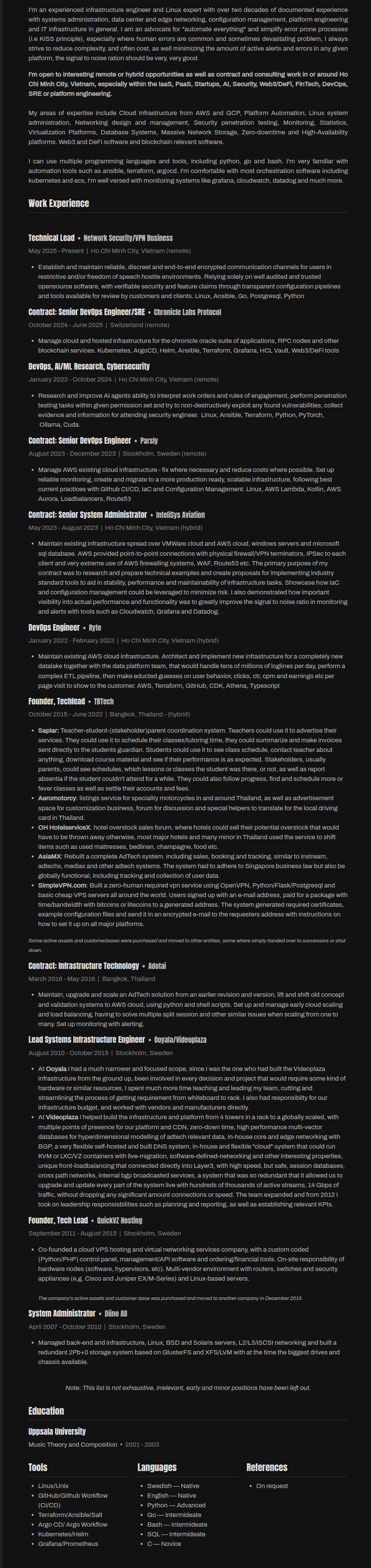 Timh Bergstrom's Resume